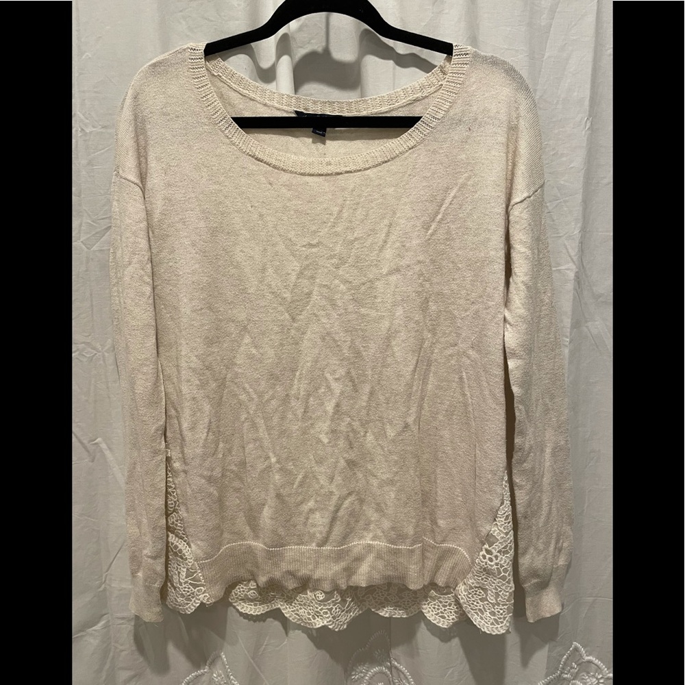 American Eagle Crochet Back Sweater